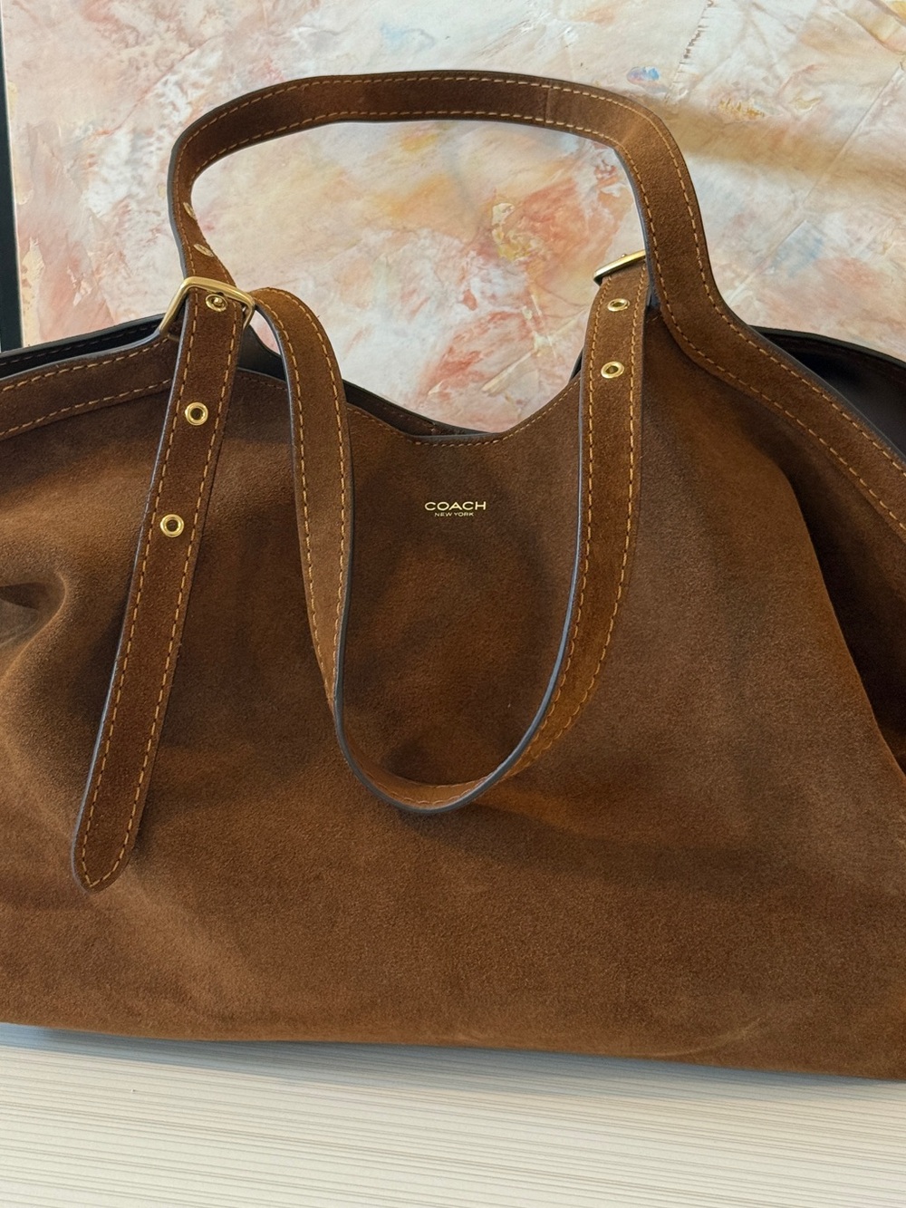 EUC COACH Gramercy Tote in Warm Brown Suede